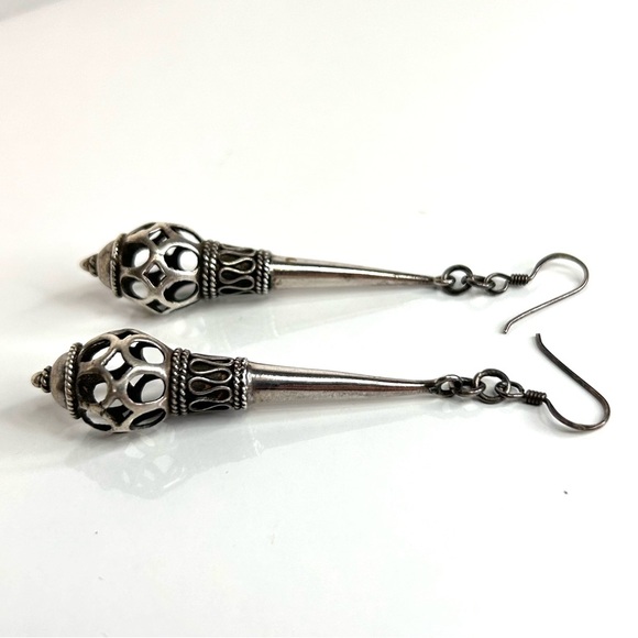 Sterling Silver Long Drop Earrings - Picture 4 of 7